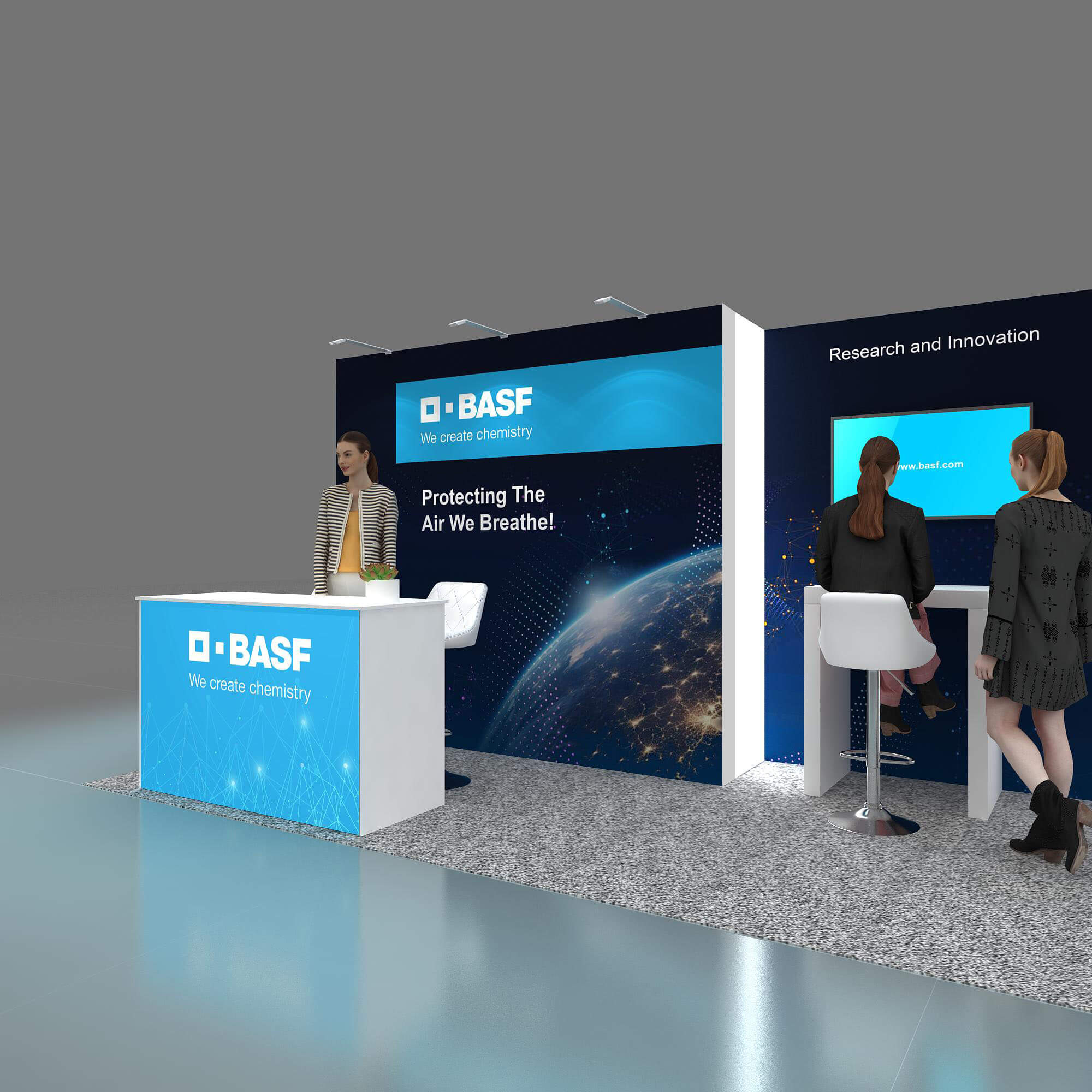 Left Side Perspective View - RLU1020 20: Reliable and majestic 10x20 trade show booth rentals for shows