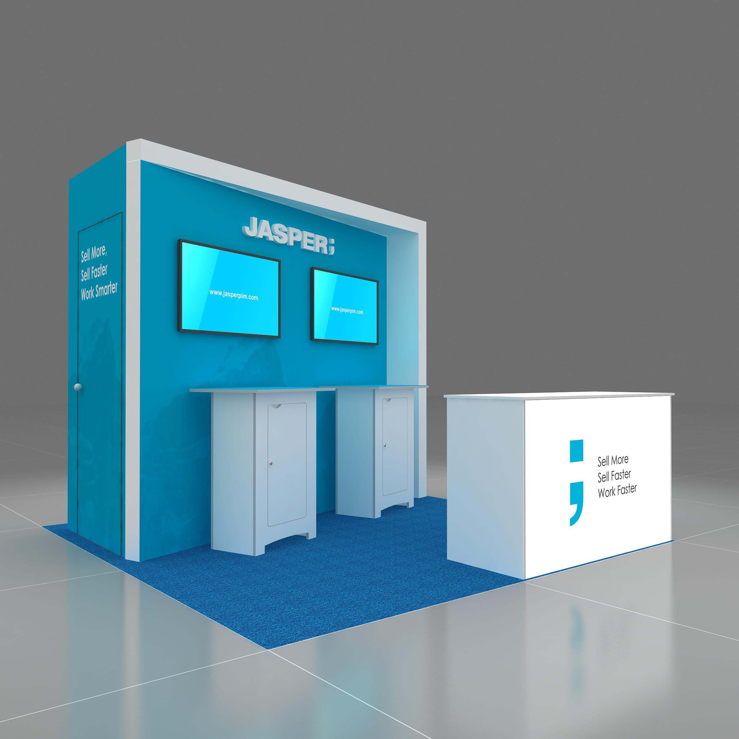 Right Side Perspective View - RL1010 01: Attractive 10x10 Rental Exhibits for Trade Show Marketing