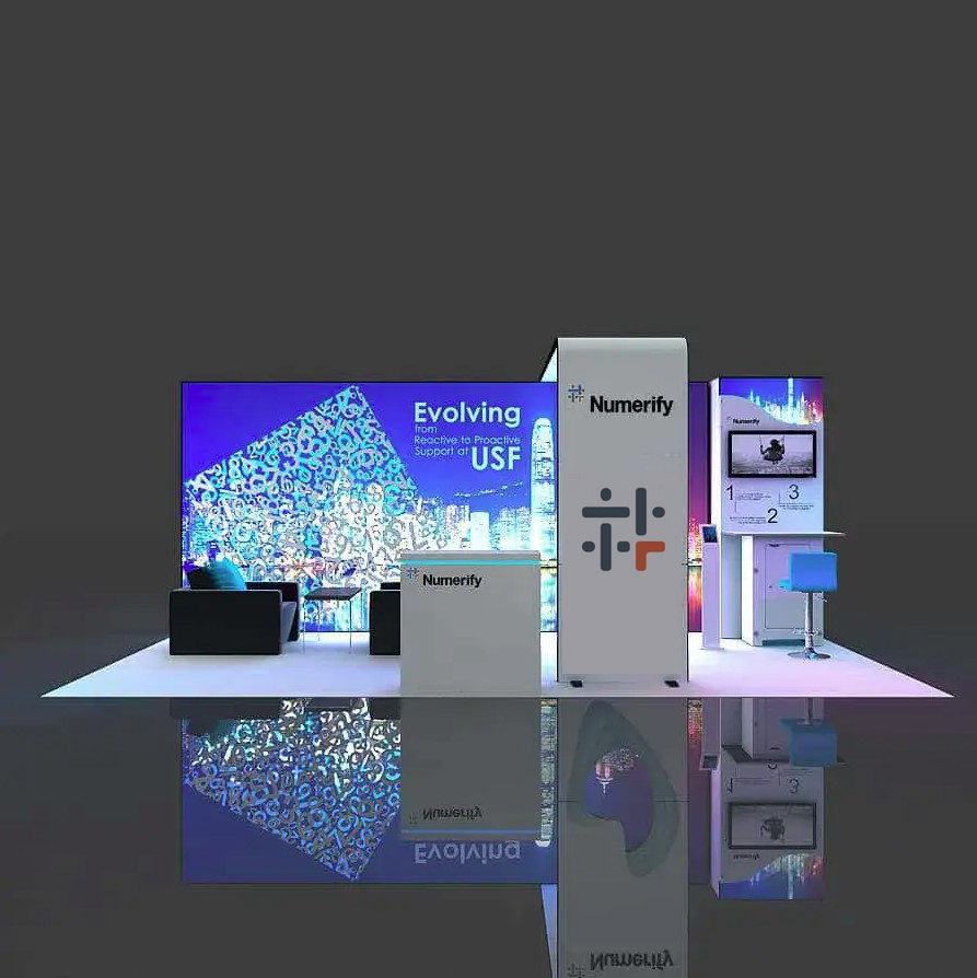 Booth 5o2 View YRLE1020 01 - 10x20 Exhibit Rental with Lounge Seating Area