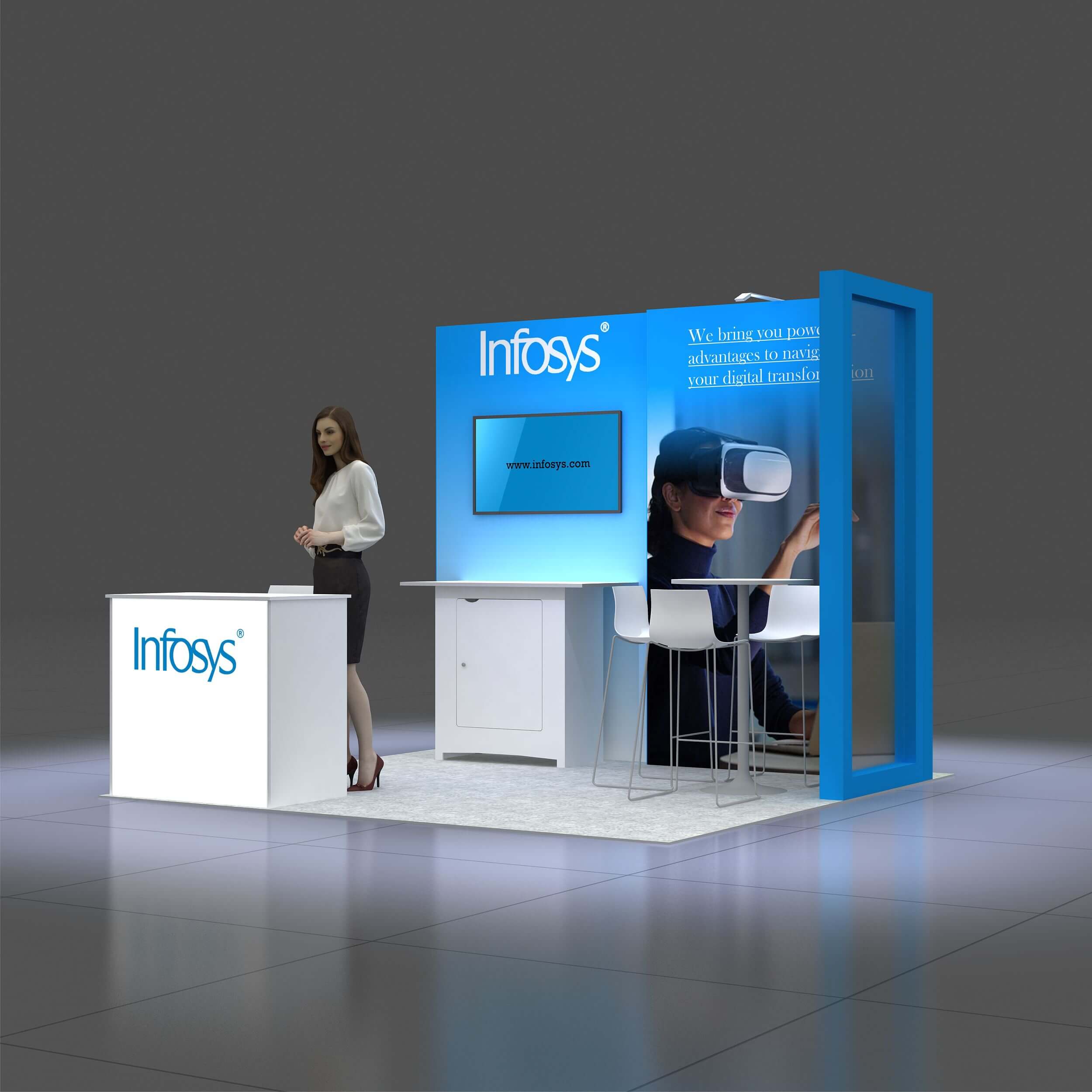 Left Side Perspective View - RLU1010 23: State-of-the-art 10x10 trade show booth designs