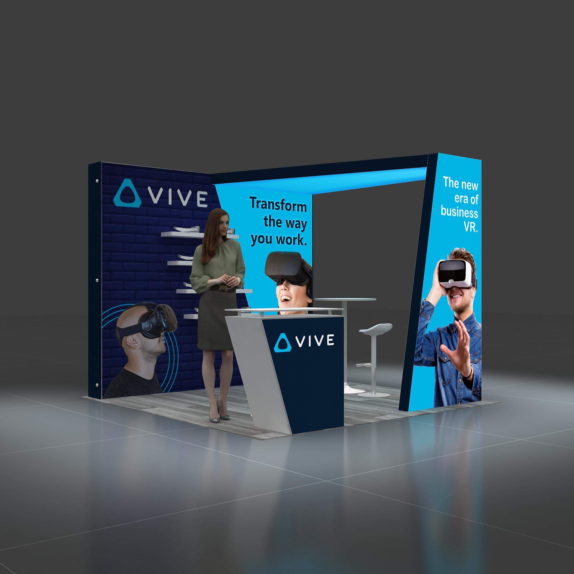 Right Side Perspective View - RLU1010 31: Top-quality 10x10 trade show rental booths