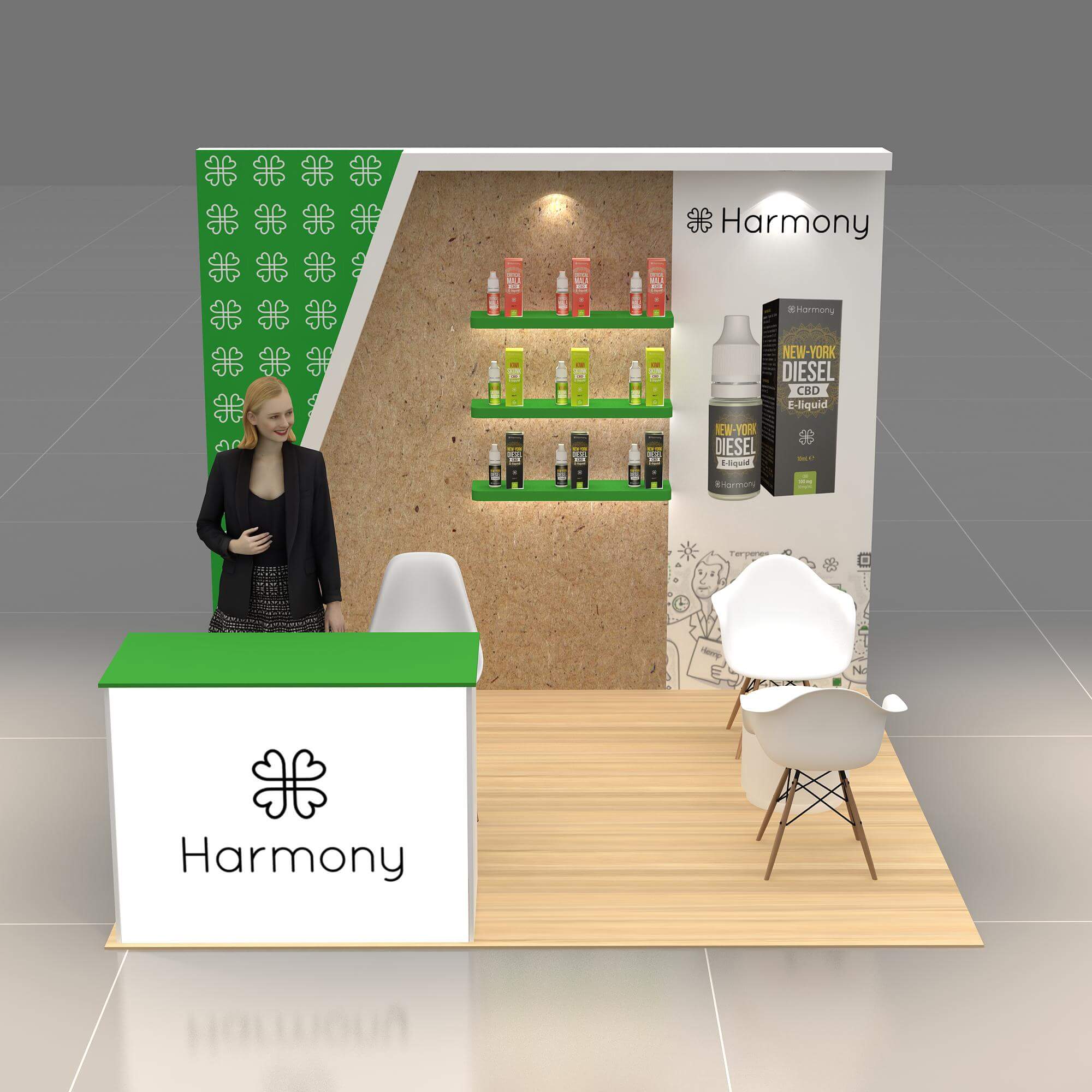 Arial View - RLU1010 47: Top-notch 10x10 trade show booth rentals