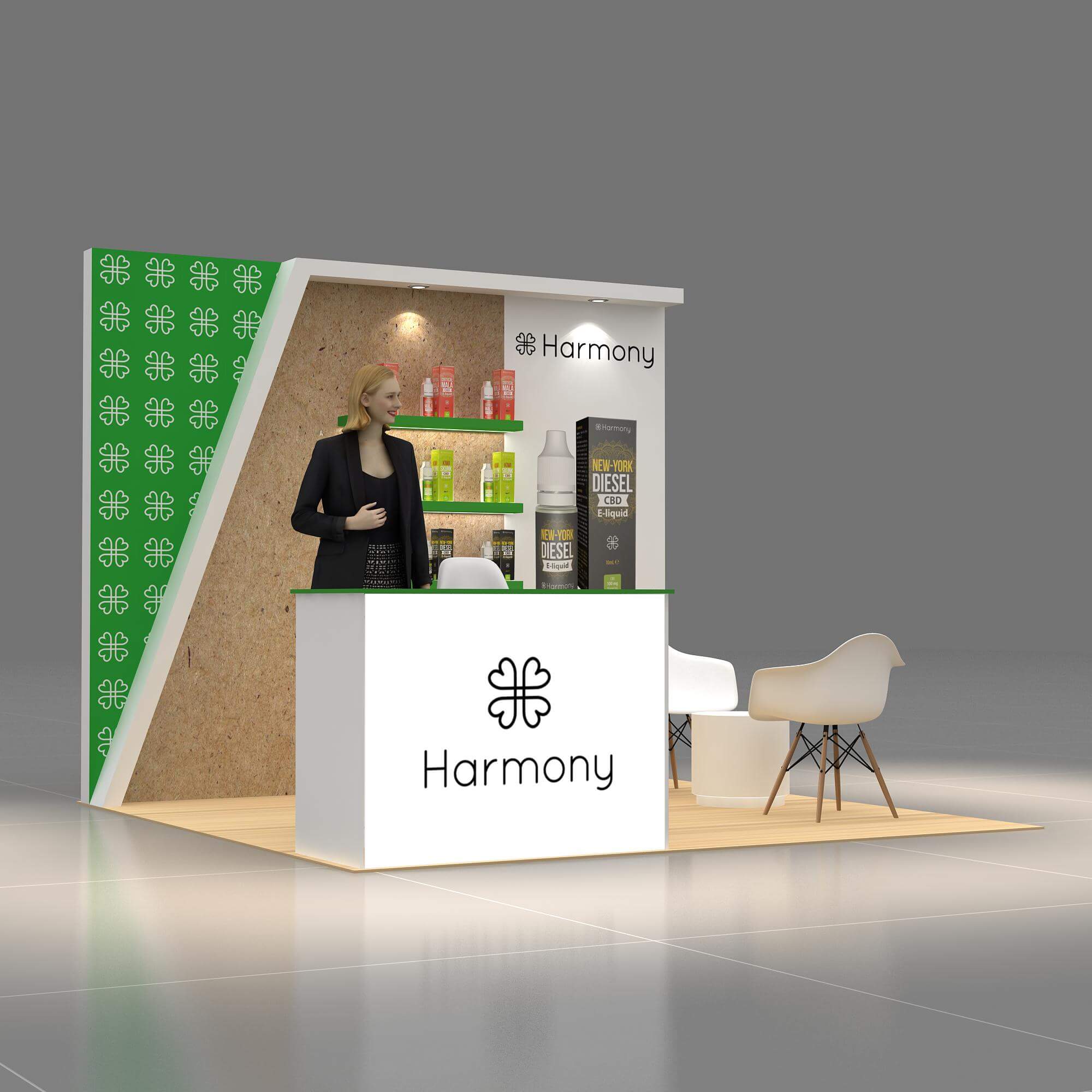Right Side Perspective View - RLU1010 47: Exceptional 10x10 trade show booth rentals