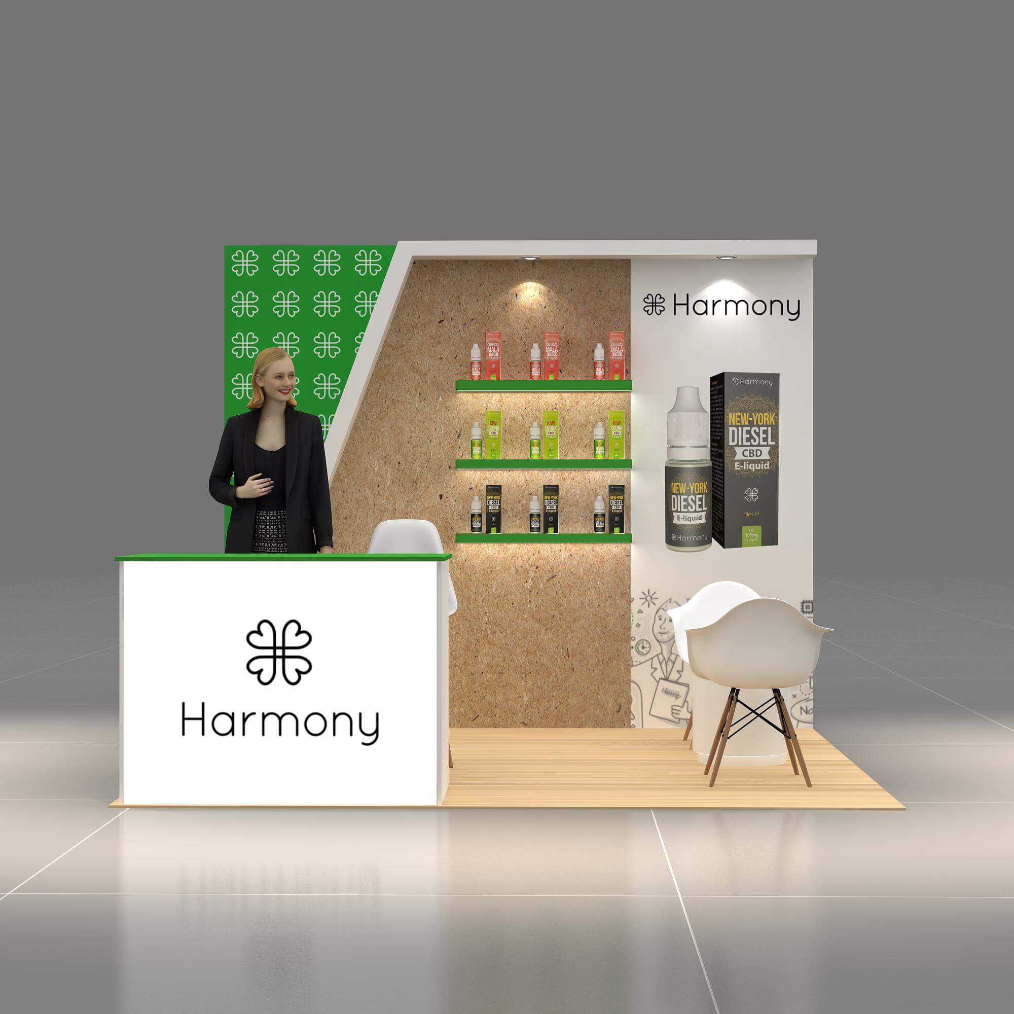 Front View - RLU1010 47: World-class 10x10 trade show booth rentals
