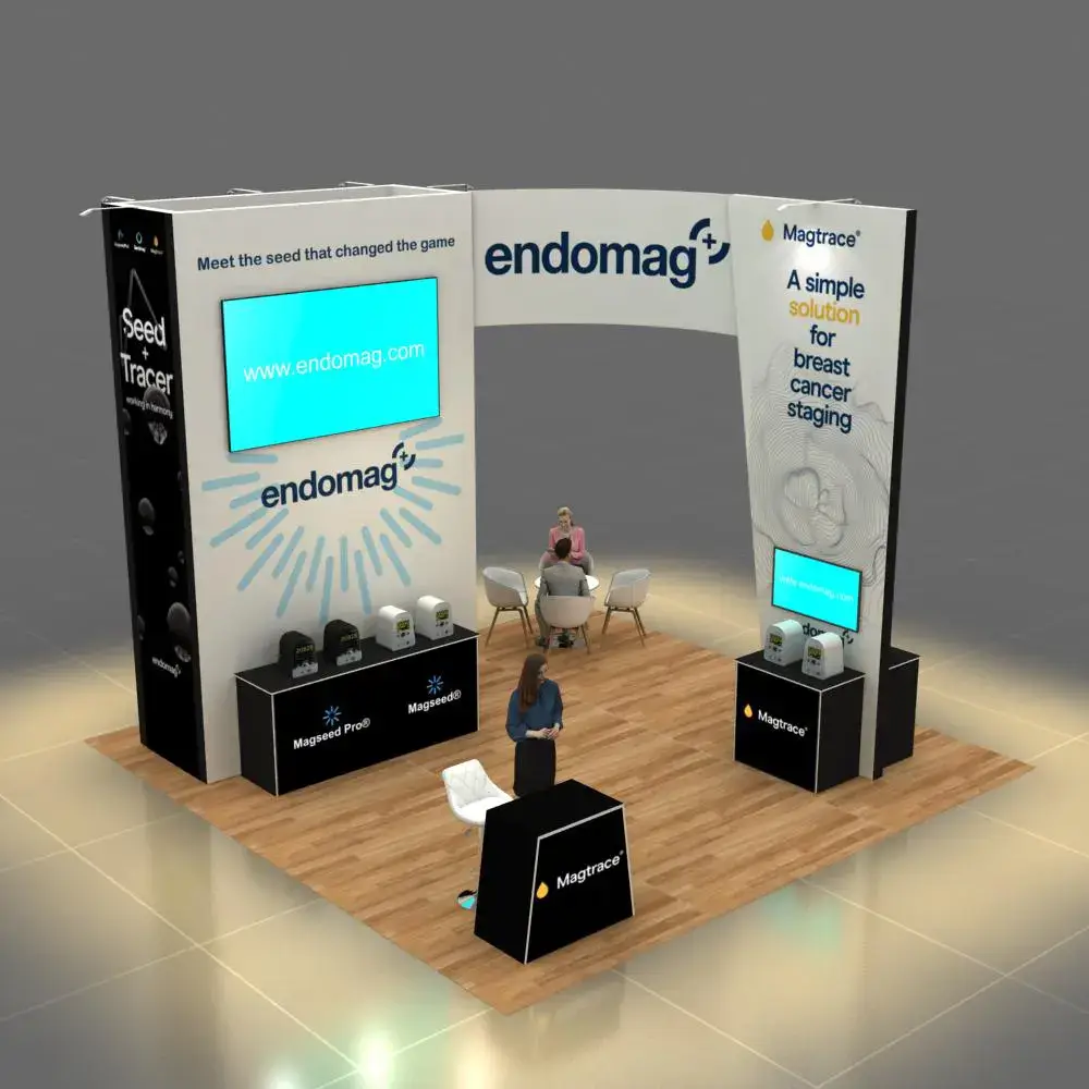 Arial Back Side View – YRLU2020 181: Visually Compelling 20x20 Exhibit Booth for Engagement