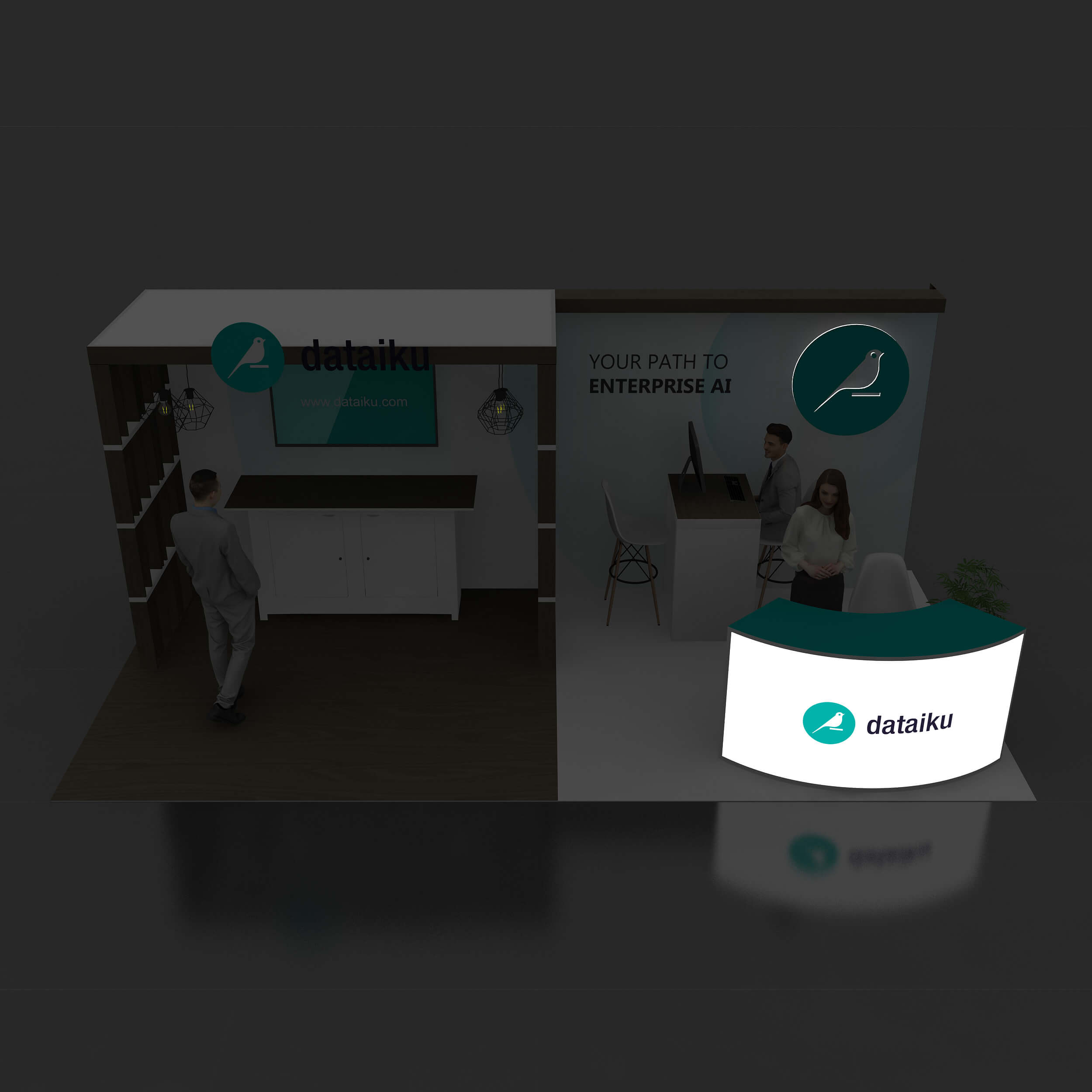 Backlit View - YRLU1020 74: Striking 10x20 trade show booth rentals