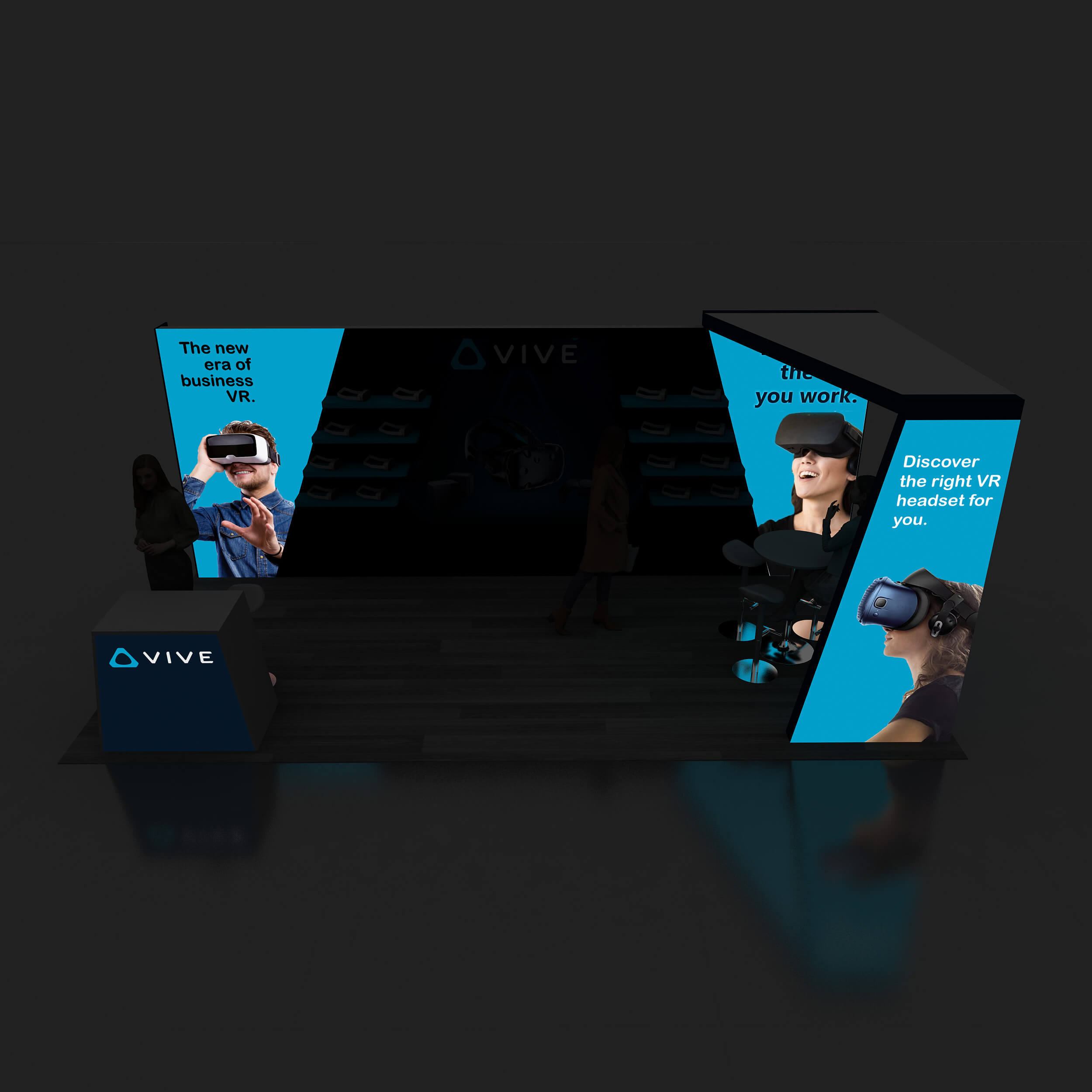 Backlit View - RLU1020 75: Exclusive 10x20 trade show rental booth by Exponents