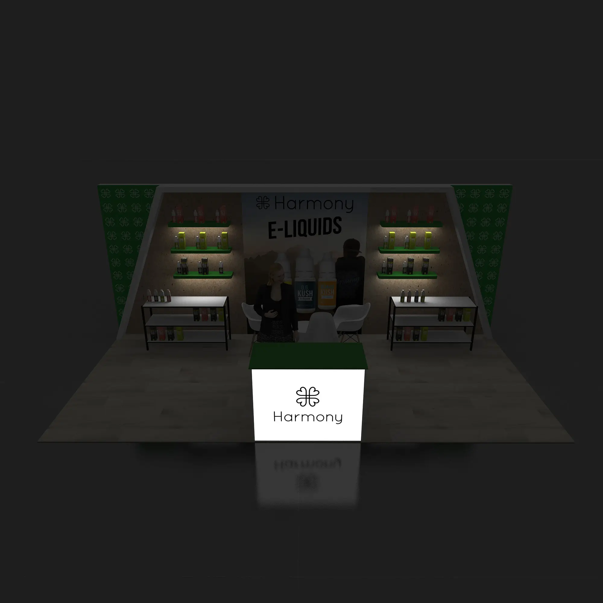 Backlit View - RH1020 11: Communicate your brand message effectively with impressive 10x20 booth rentals from Exponents