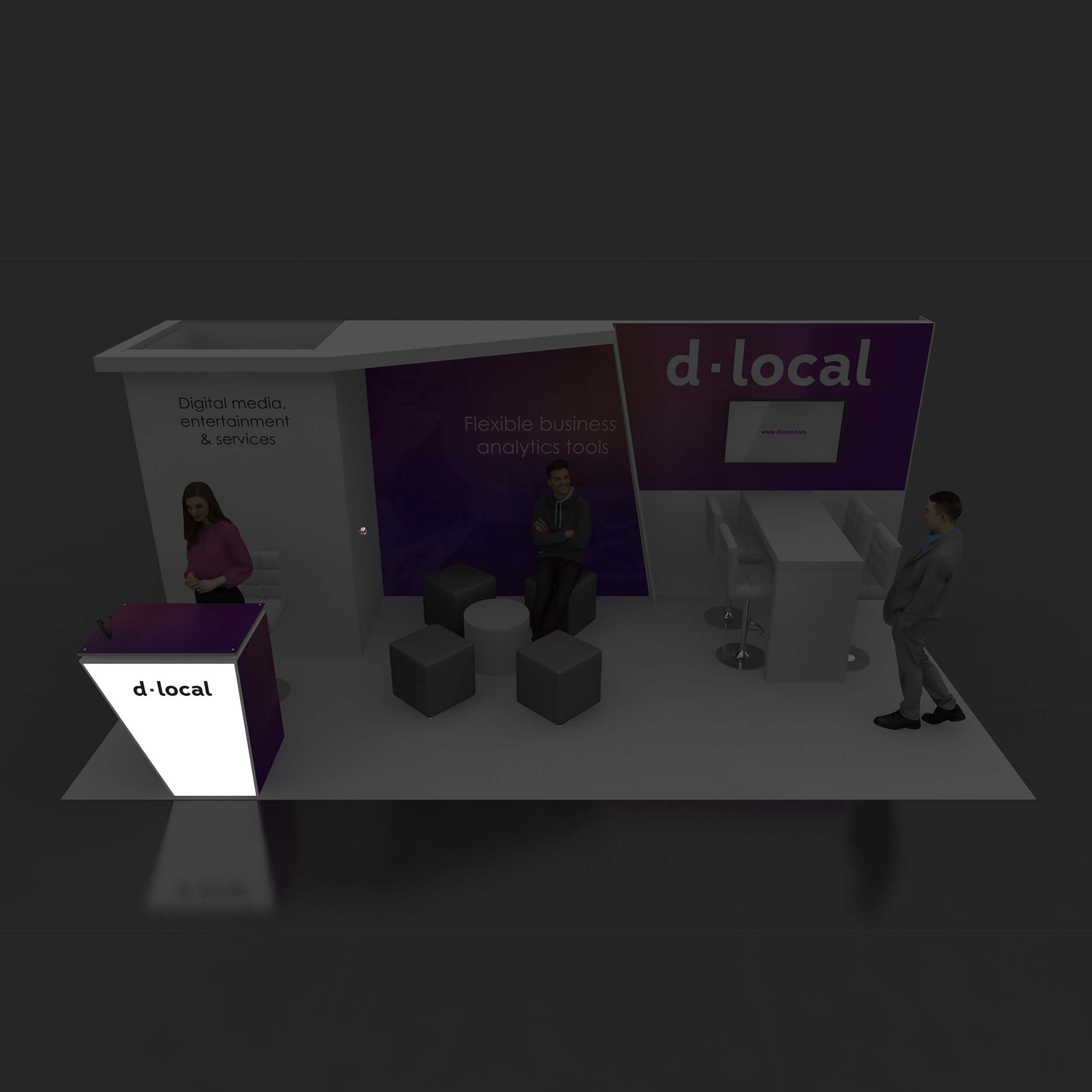 Backlit View - GRLU1020 61:  Impactful 10x20 trade show booth rentals Backlit View - GRLU1020 61: Impactful 10x20 trade show booth rentals