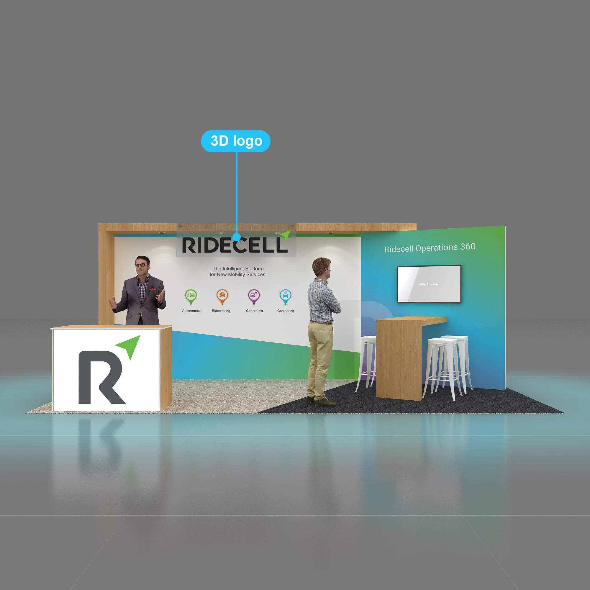 Front View 2 - GRL1020 16: Turnkey all-inclusive 10x20 booth rentals for shows