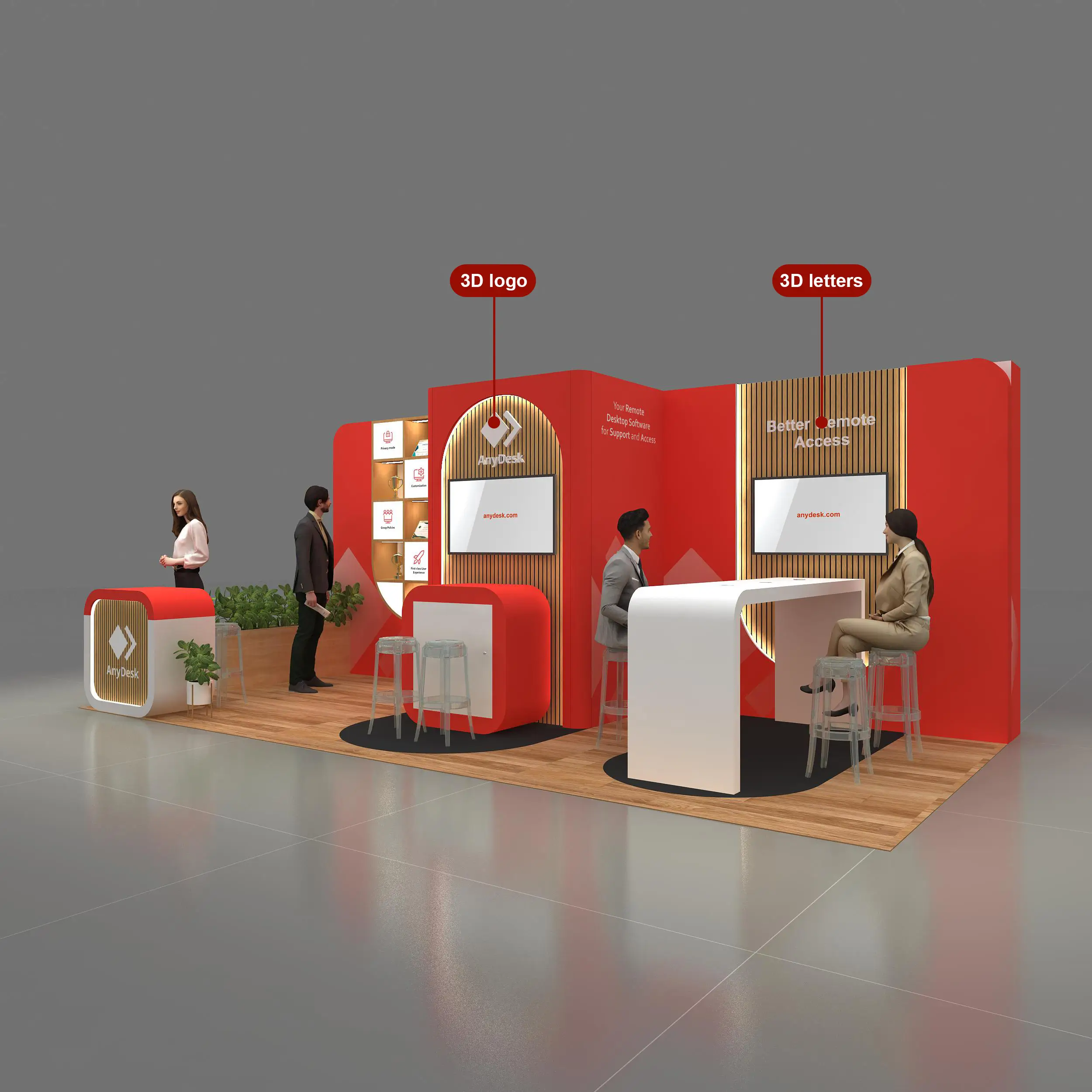 Left Side Perspective View - RLU1020 148: Finest 10x20 trade show booth rentals