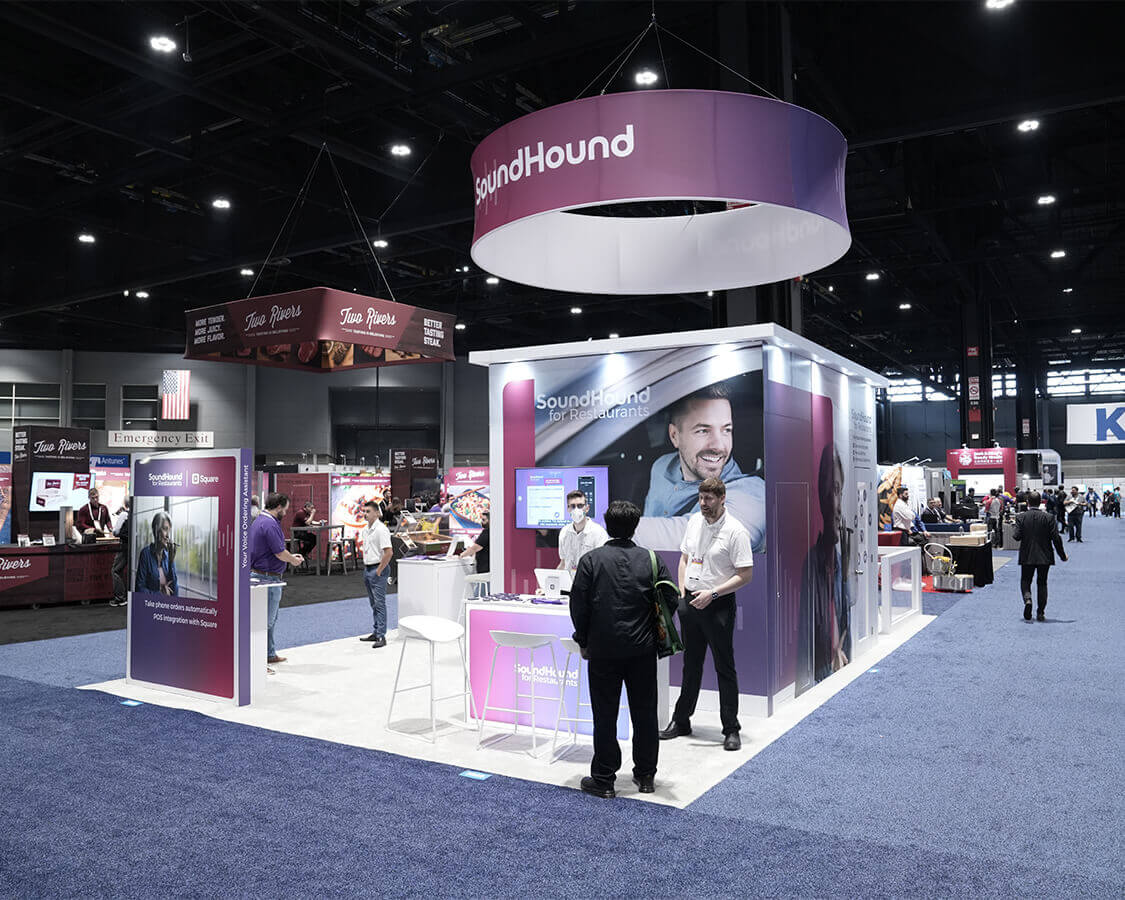 20×30 Trade Show Booth for Sound Hound at NRA Show, Designed and Built By Exponents in Chicago, IL 20×30 Trade Show Booth for Sound Hound at NRA Show, Designed and Built By Exponents in Chicago, IL