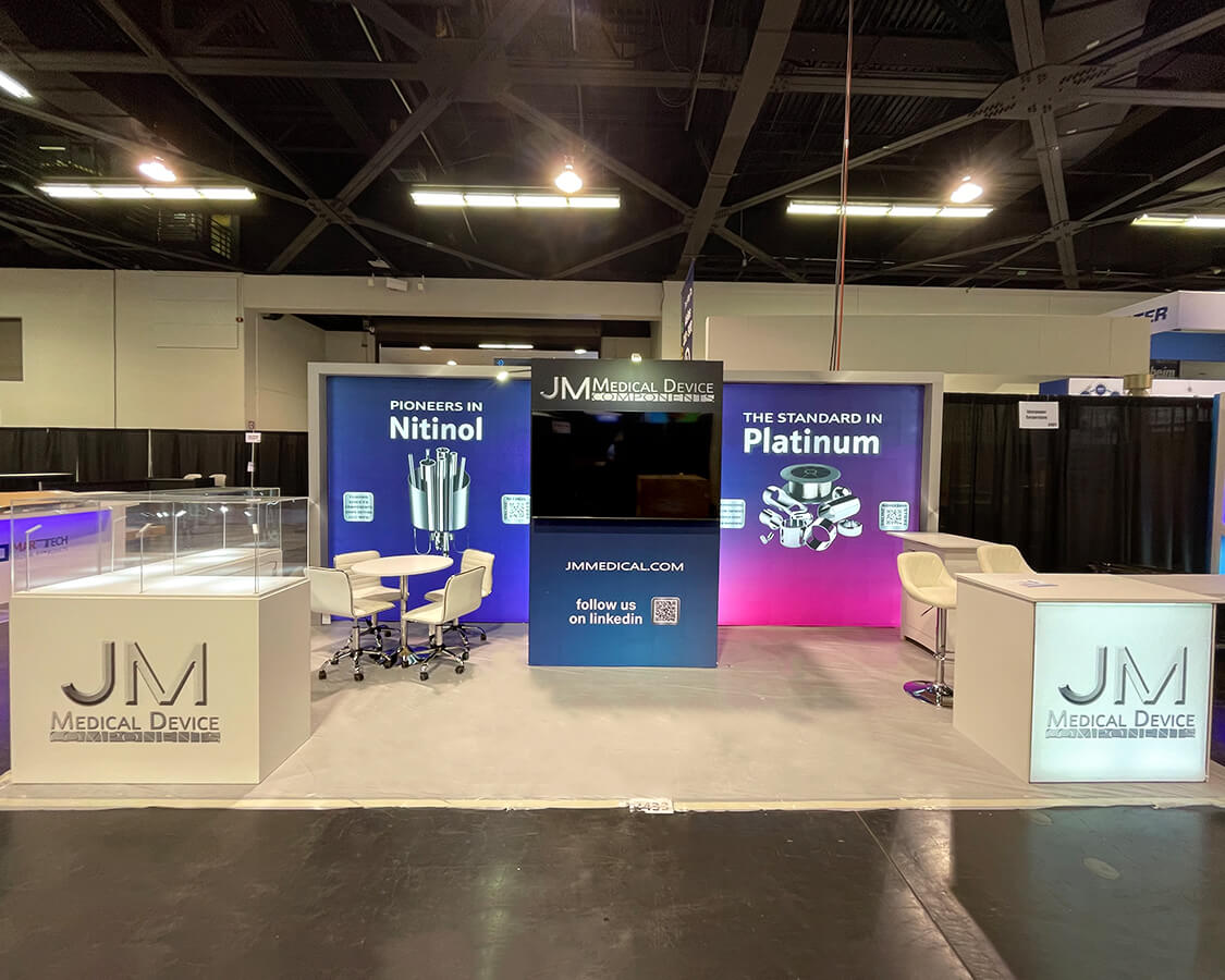 10×20 Trade Show Exhibit Booth for Johnson Matthey at MD&M West 2024, Designed and Built by Exponents in Anaheim