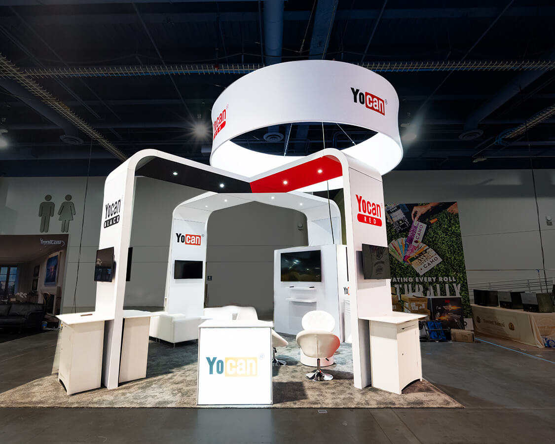 20x20 Trade Show Exhibit for YoCan at CHAMPS Show, Designed and Built by Exponents in Las Vegas, NV