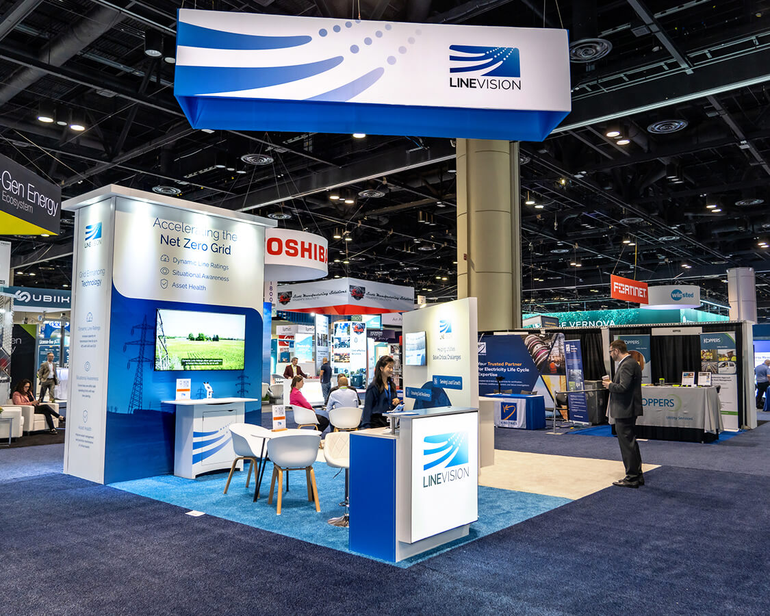 20×20 Trade Show Booth Displays for Linevision at Distributech Show, Designed and Built By Exponents in Orlando