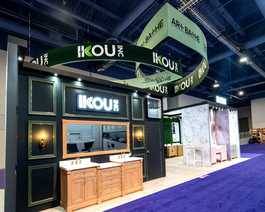 20×40 Exhibit Booth for IKOU at KBIS, Designed and Built by Exponents in Las Vegas