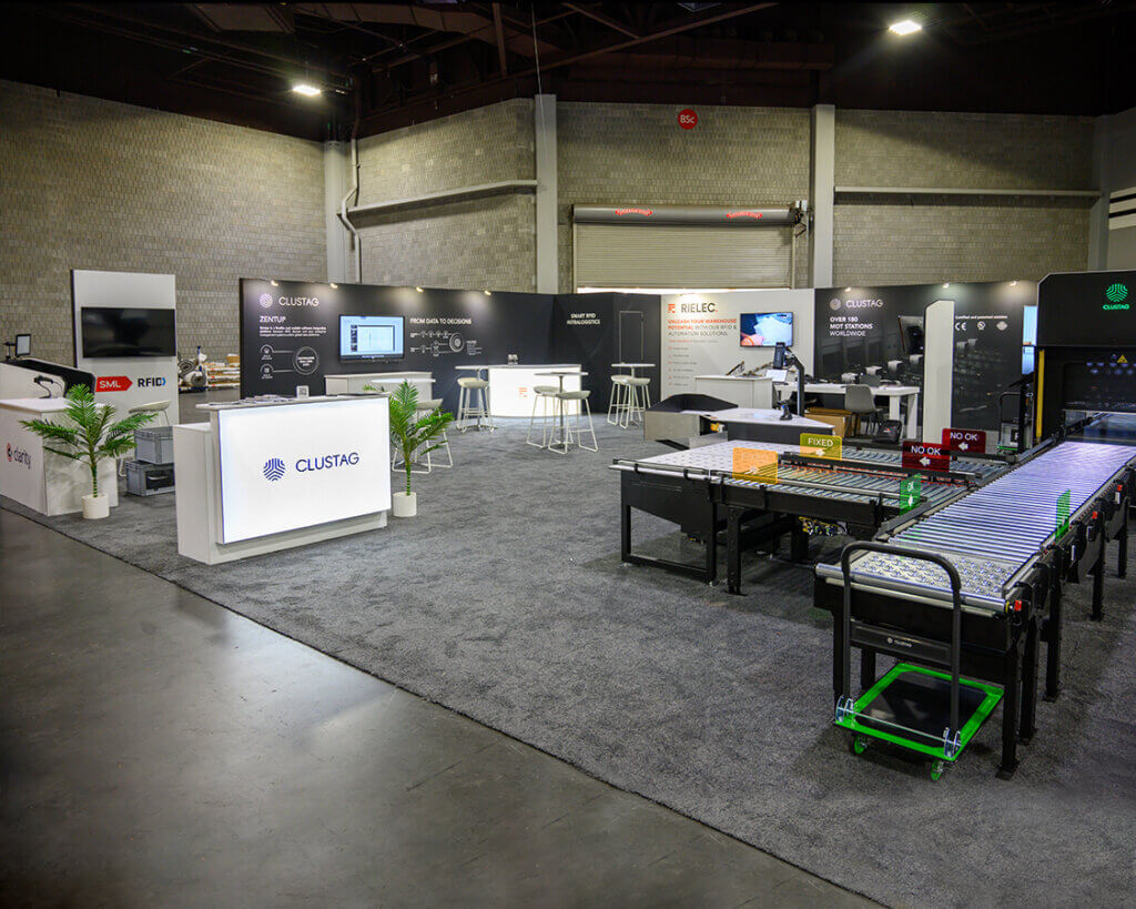 40x40 Trade Show Booth for Rielec at Modex Show, Designed and Built by Exponents in Atlanta, GA