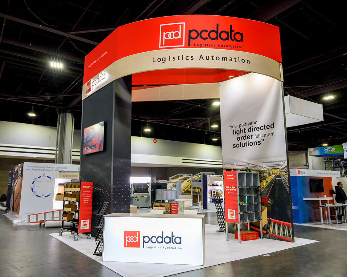 20x20 Trade Show Booth for PC Data at Modex Show, Designed and Built by Exponents in Atlanta
