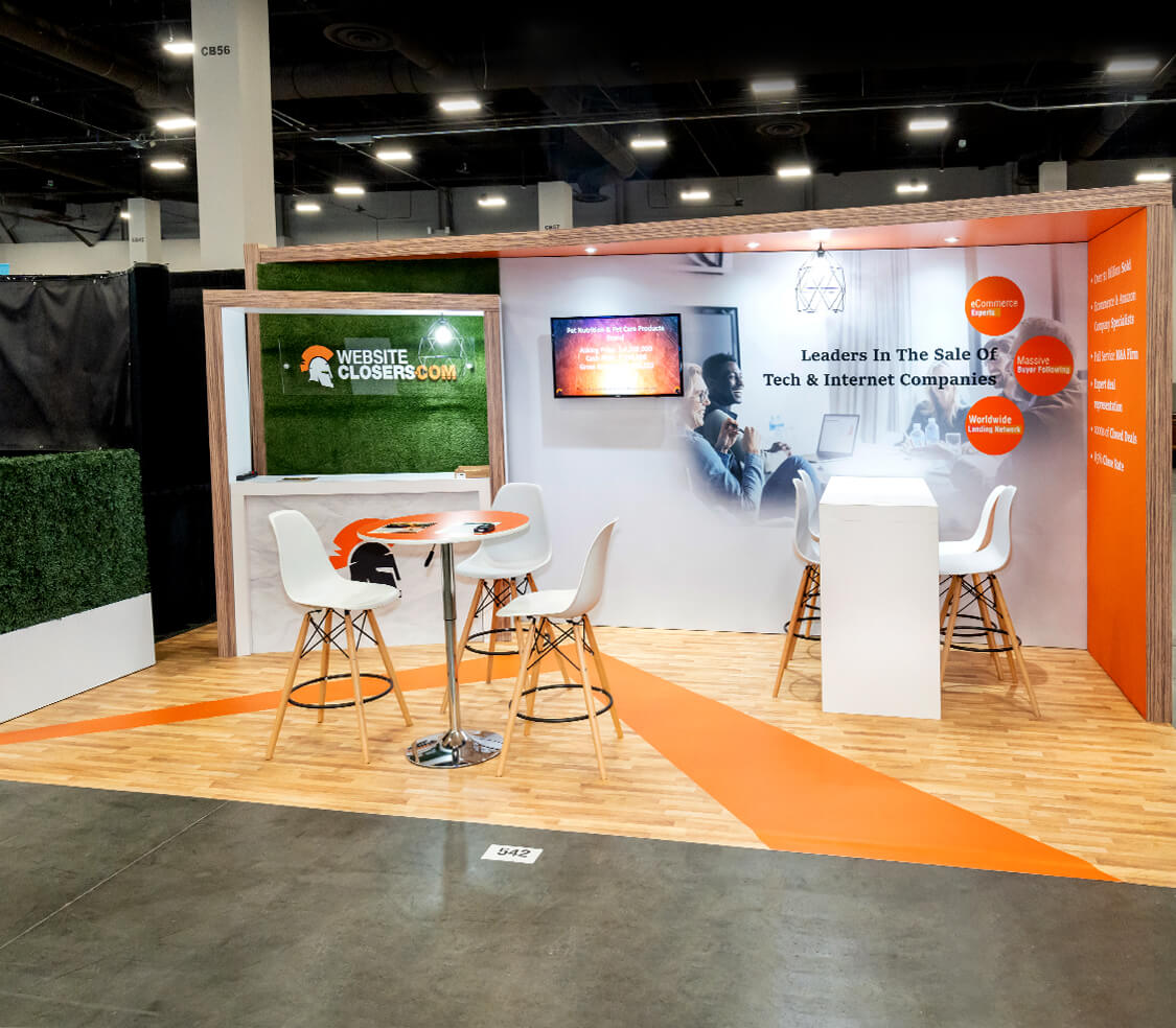 10×20 Trade Show Booth Displays for Website Closers at Prosper Show, Designed and Built by Exponents in Las Vegas, NV 10×20 Trade Show Booth Displays for Website Closers at Prosper Show, Designed and Built by Exponents in Las Vegas, NV