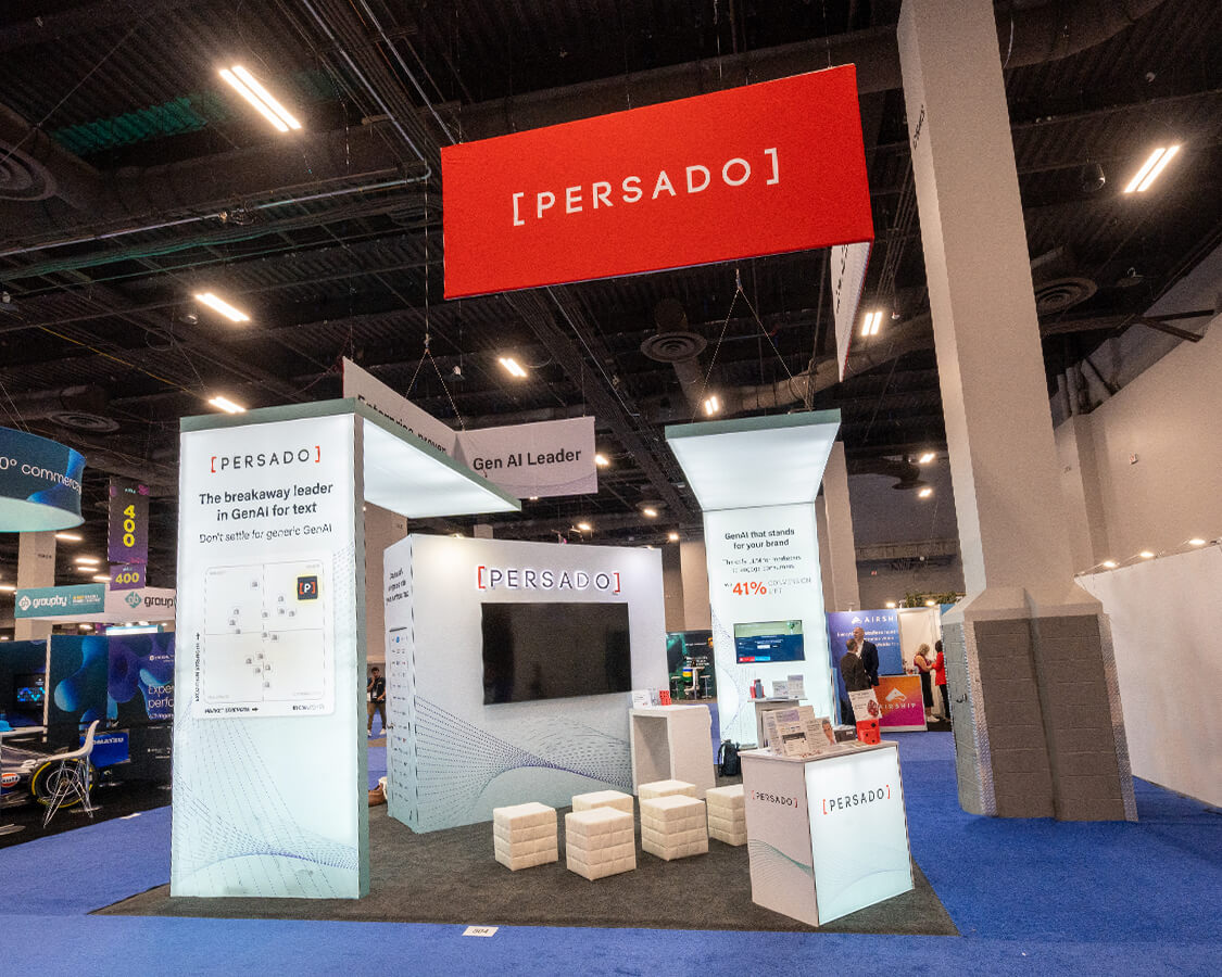 20×20 Exhibit Booth for Persado at Shoptalk, Designed and Built by Exponents in Las Vegas, NV 20×20 Exhibit Booth for Persado at Shoptalk, Designed and Built by Exponents in Las Vegas, NV