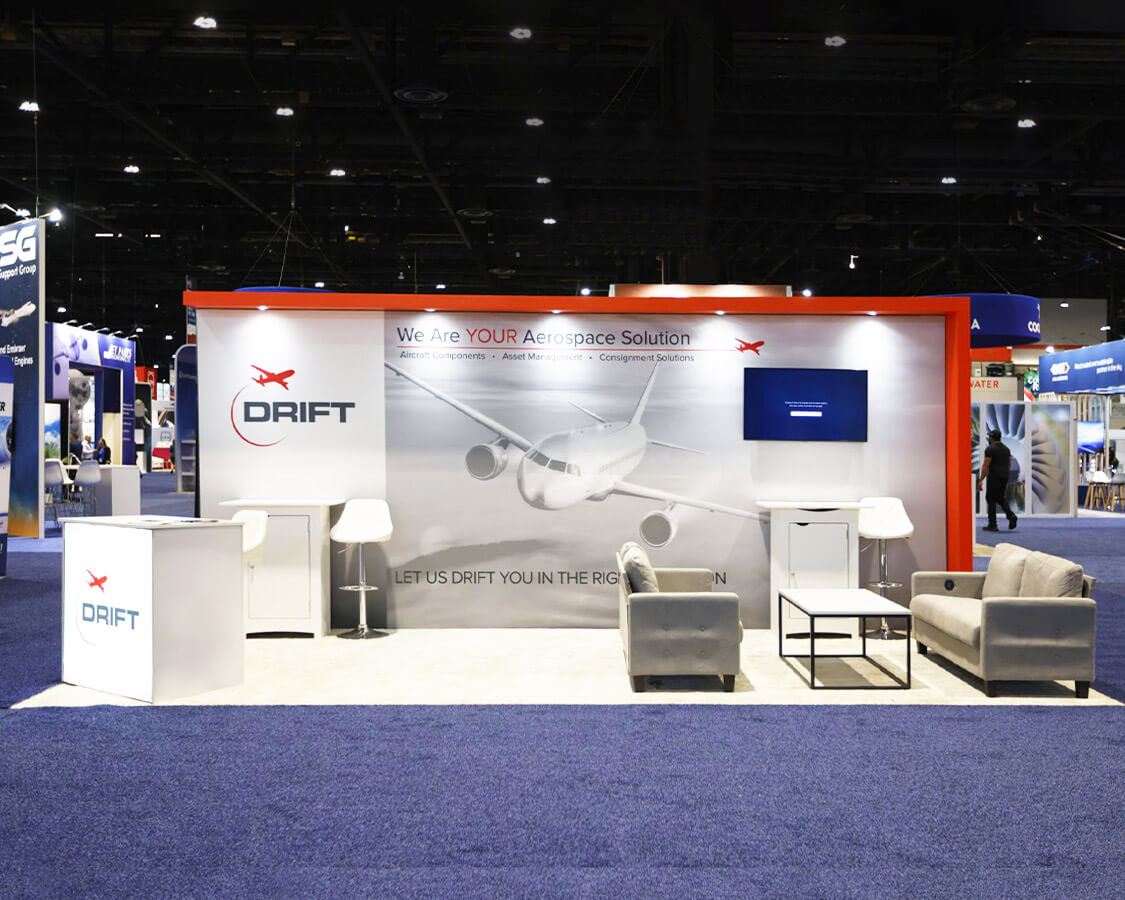 10×20 Booth Rental for Drift at MRO Americas Show, Designed and Built by Exponents in Chicago