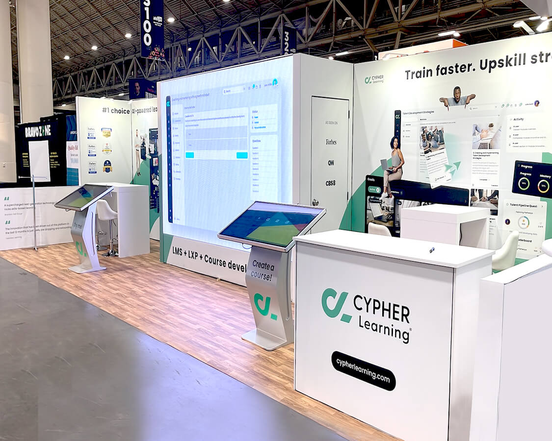 10×30 Trade Show Exhibit Design for Cypher Learning at ATD Show, Designed and Built By Exponents in New Orleans