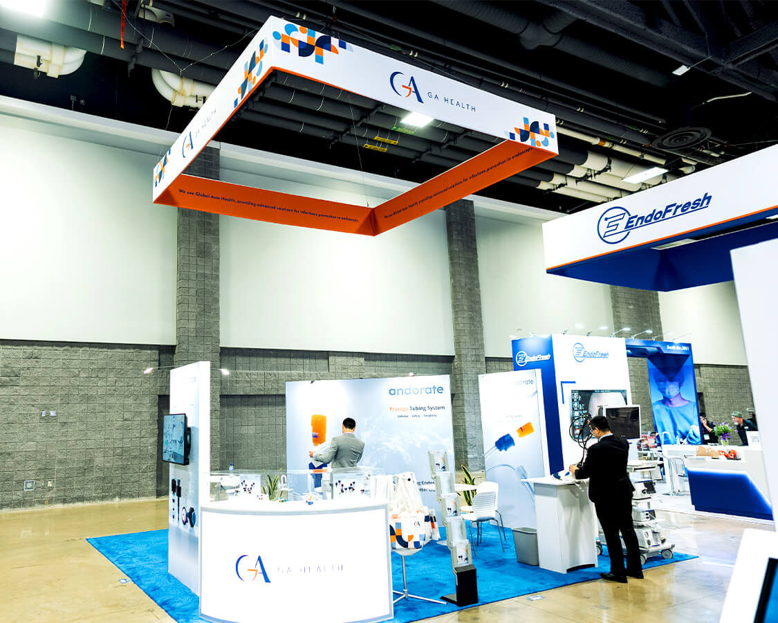 20×20 Trade Show Exhibit Rental for GA Health At DDW, Designed and Built By Exponents in Washington