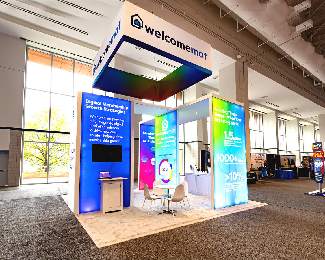 20×20 Trade Show Booths for Welcomemat At Car Wash Show, Designed and Built By Exponents in Las Vegas