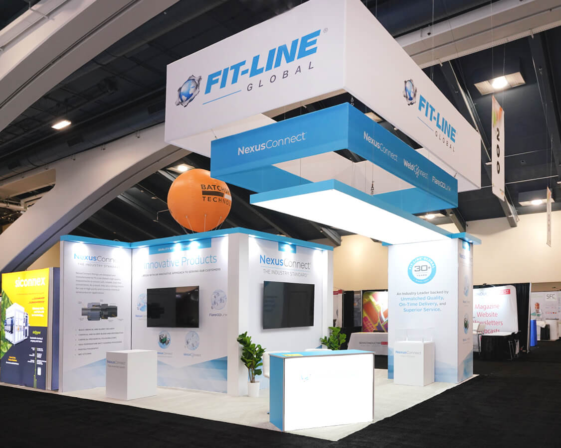 20x20 Exhibit Rental for Fit-Line at Semicon West, Designed and Built by Exponents in San Francisco 20x20 Exhibit Rental for Fit-Line at Semicon West, Designed and Built by Exponents in San Francisco