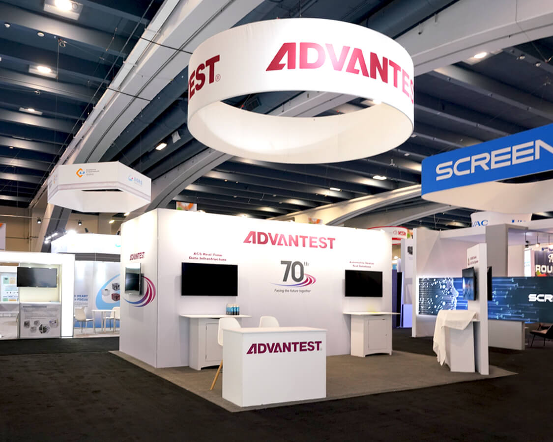 20×20 Trade Show Booth for Advantest At Semicon West, Designed and Built By Exponents in San Francisco