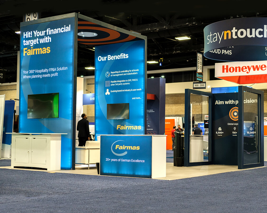 20×20 Trade Show Booth for Fairmass at Hitec, Designed and Built By Exponents in Charlotte 20×20 Trade Show Booth for Fairmass at Hitec, Designed and Built By Exponents in Charlotte