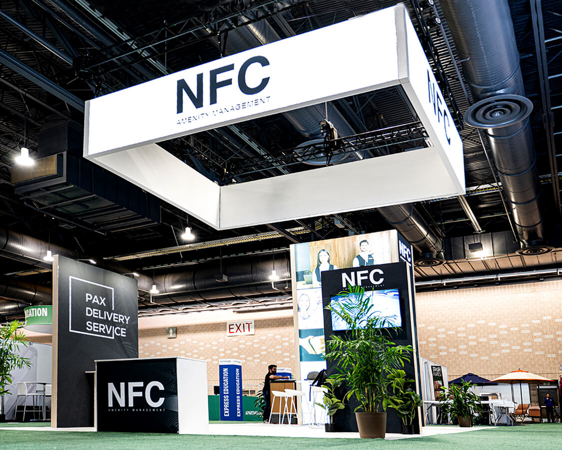 Overwhelm your audience with ultra-modern 20x30 trade show booth rentals