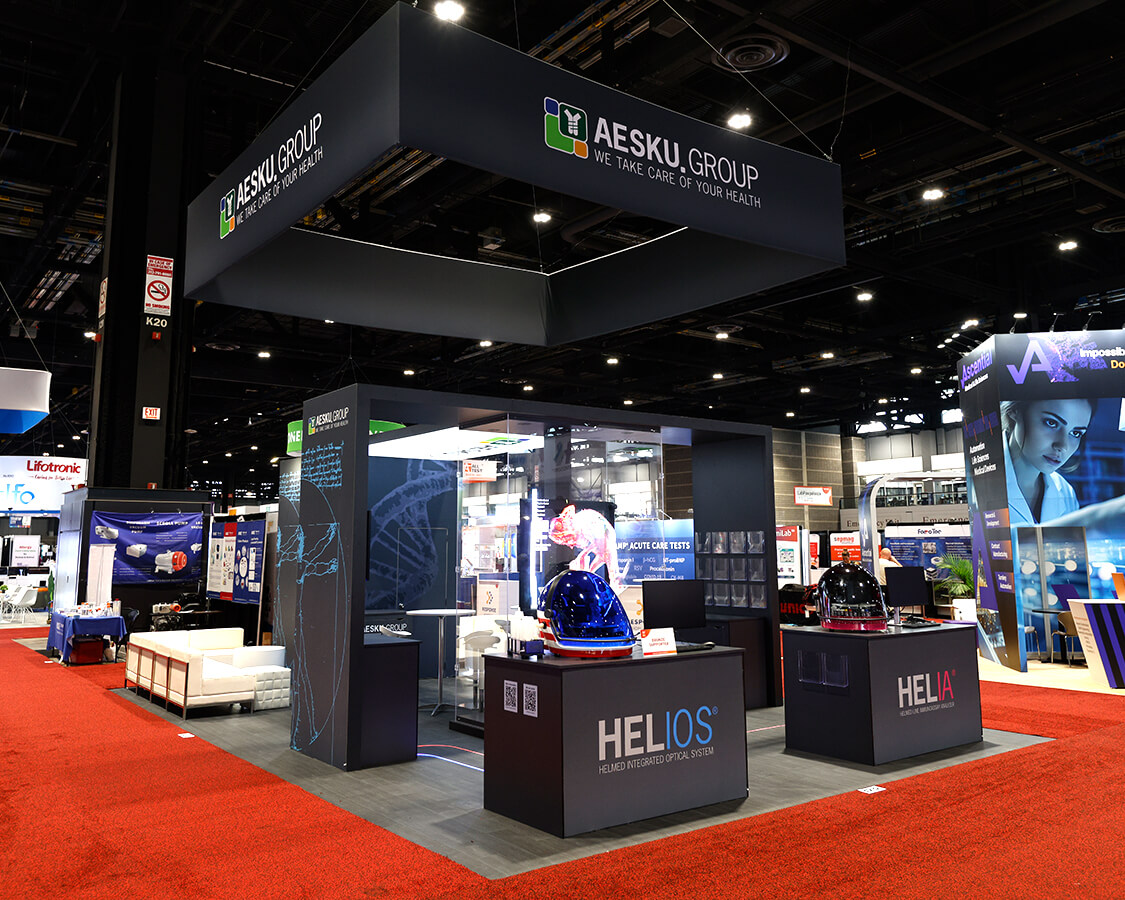 20x30 Trade Show Booth Rental for Aesku at ADLM Show, Designed and Built by Exponents in Chicago, IL
