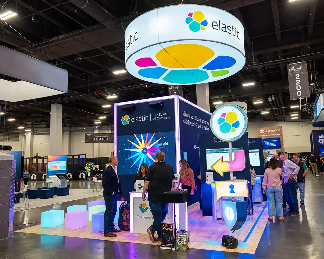 20×30 Exhibition Booth Design for Elastic At Black Hat, Designed and Built By Exponents in Las Vegas