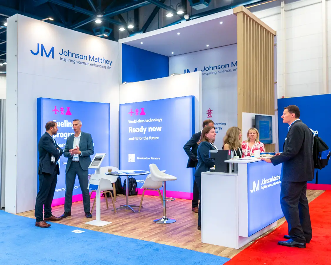 20×20 Trade Show Exhibit Booth for Johnson Matthey at MD&M West, Designed and Built by Exponents in Anaheim
