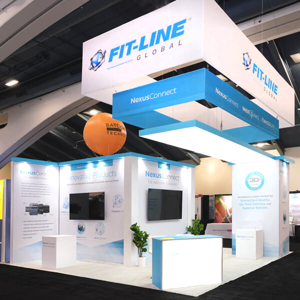 20x20 Exhibit Booth for Fit Line At Semicon West, Designed and Built By Exponents in San Francisco