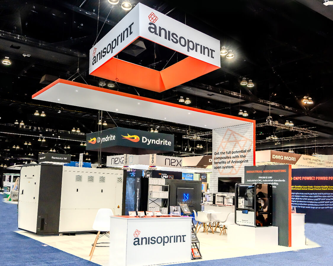 20×30 Trade Show Booth Rental for Anisoprint At Rapid + TCT, Designed and Built By Exponents in Los Angeles