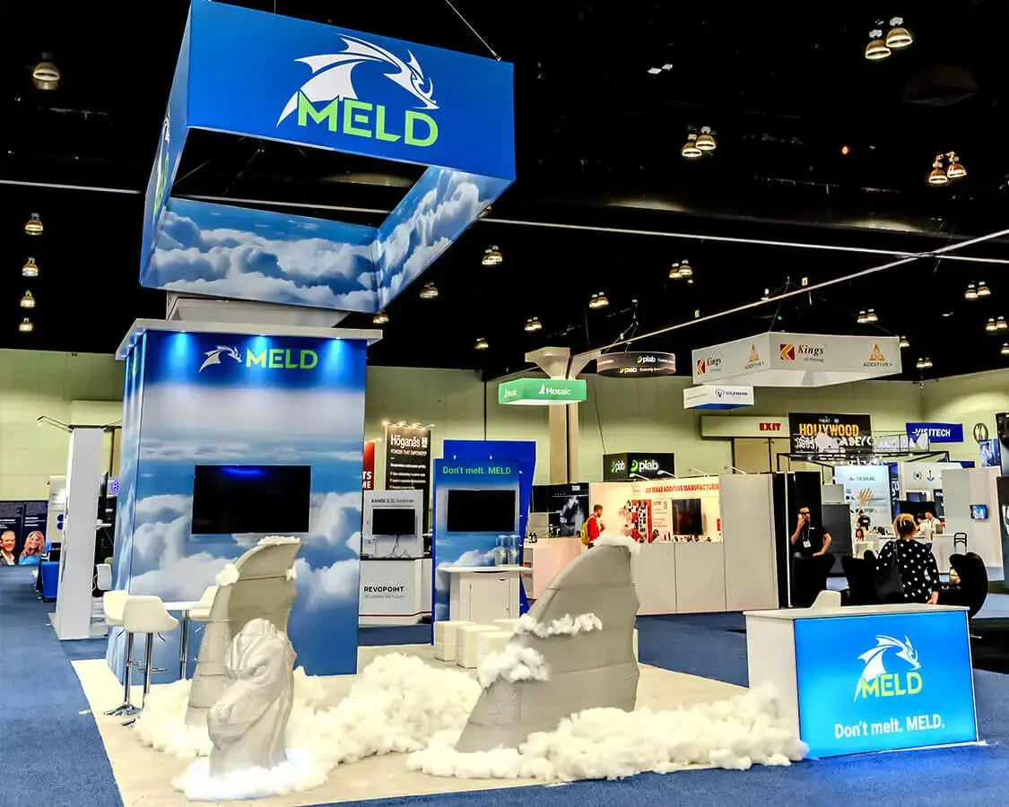 20×30 Trade Show Exhibit Rental for Meld at Rapid + TCT Show, Designed and Built By Exponents in Los Angeles