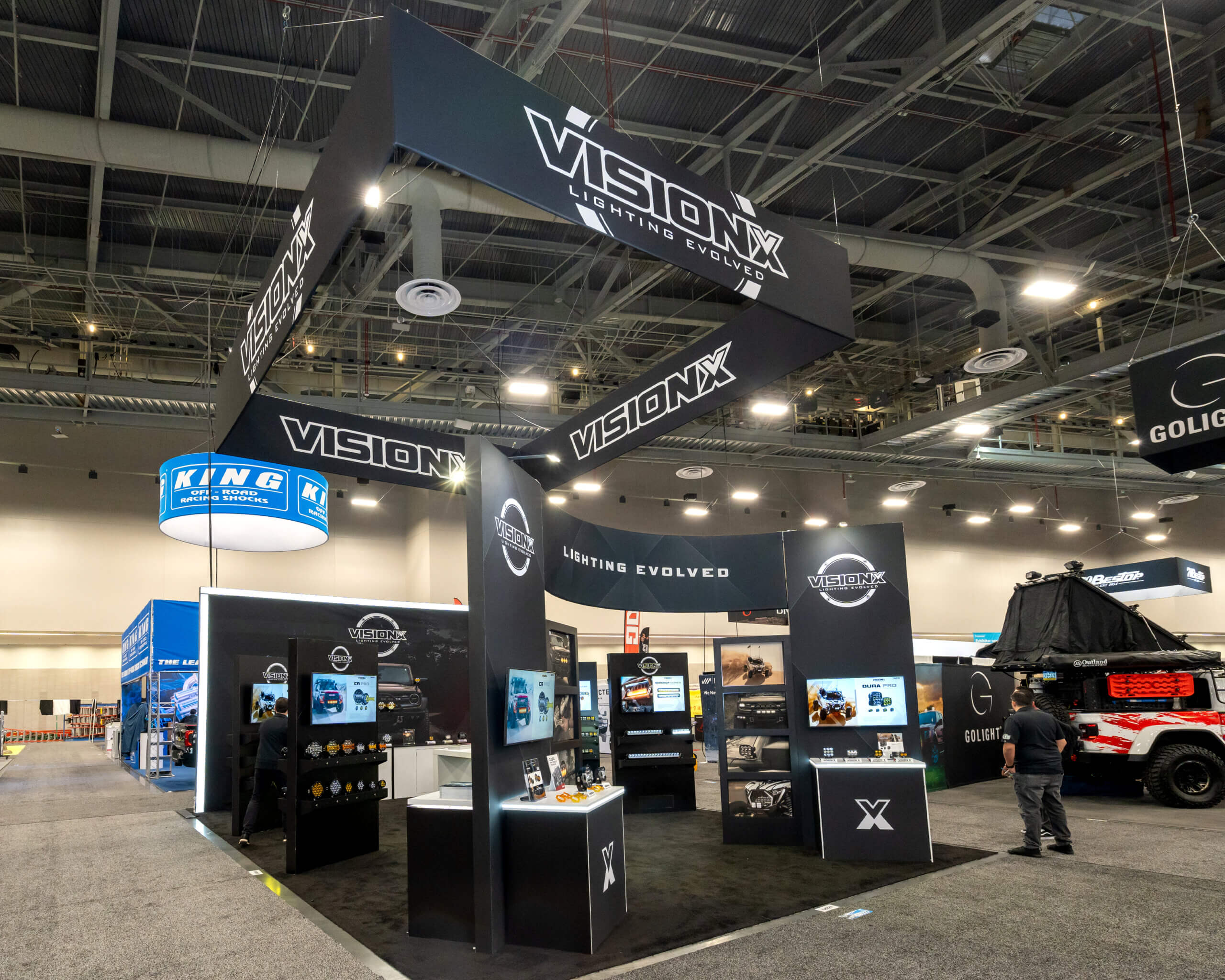 20x30 Exhibit Rental for Visionx at SEMA Show, Designed and Built by Exponents in Las Vegas