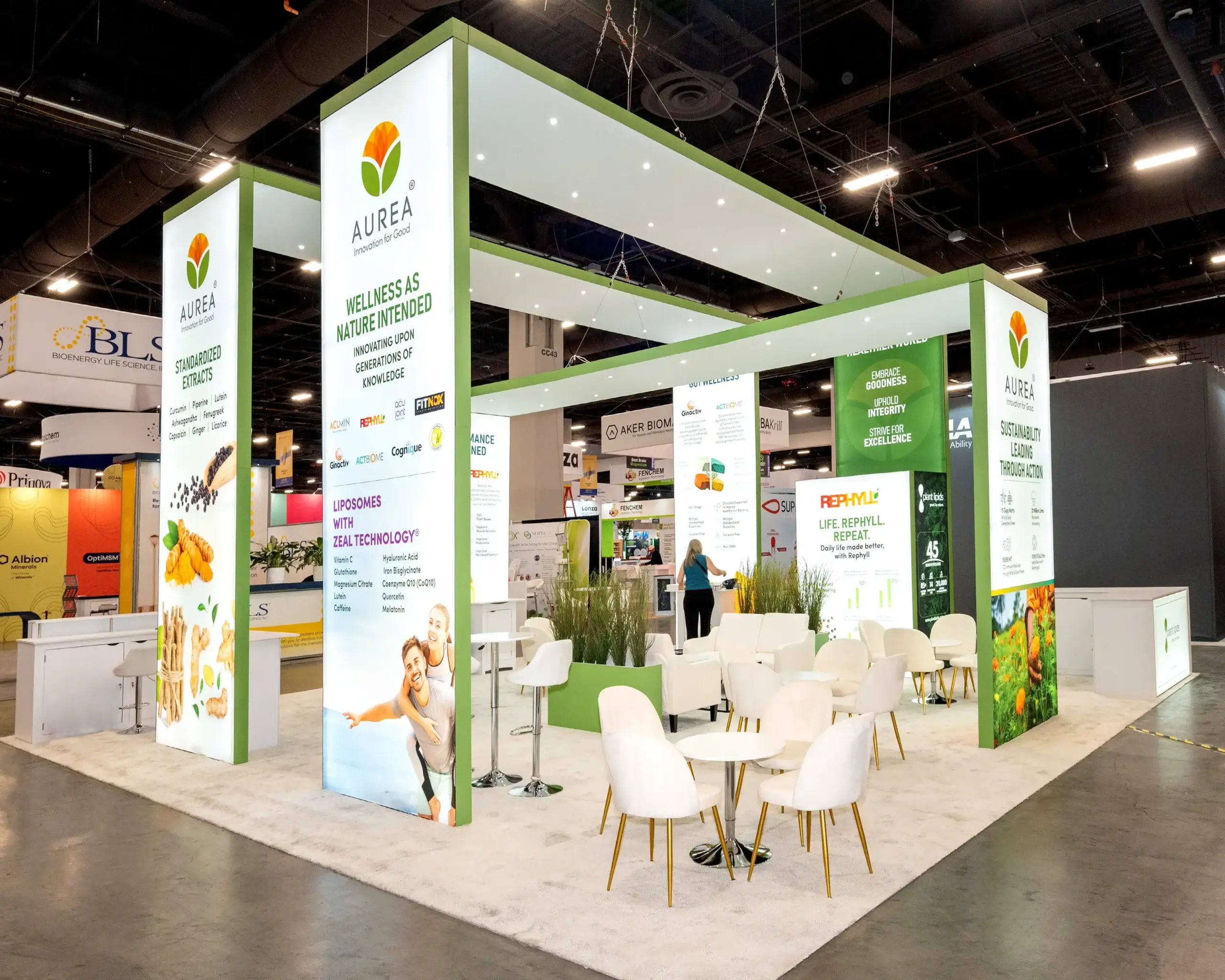 Aurea - 30×30 Trade Show Booth Rental AT Supply Side West Show 2024, Las Vegas, NV
