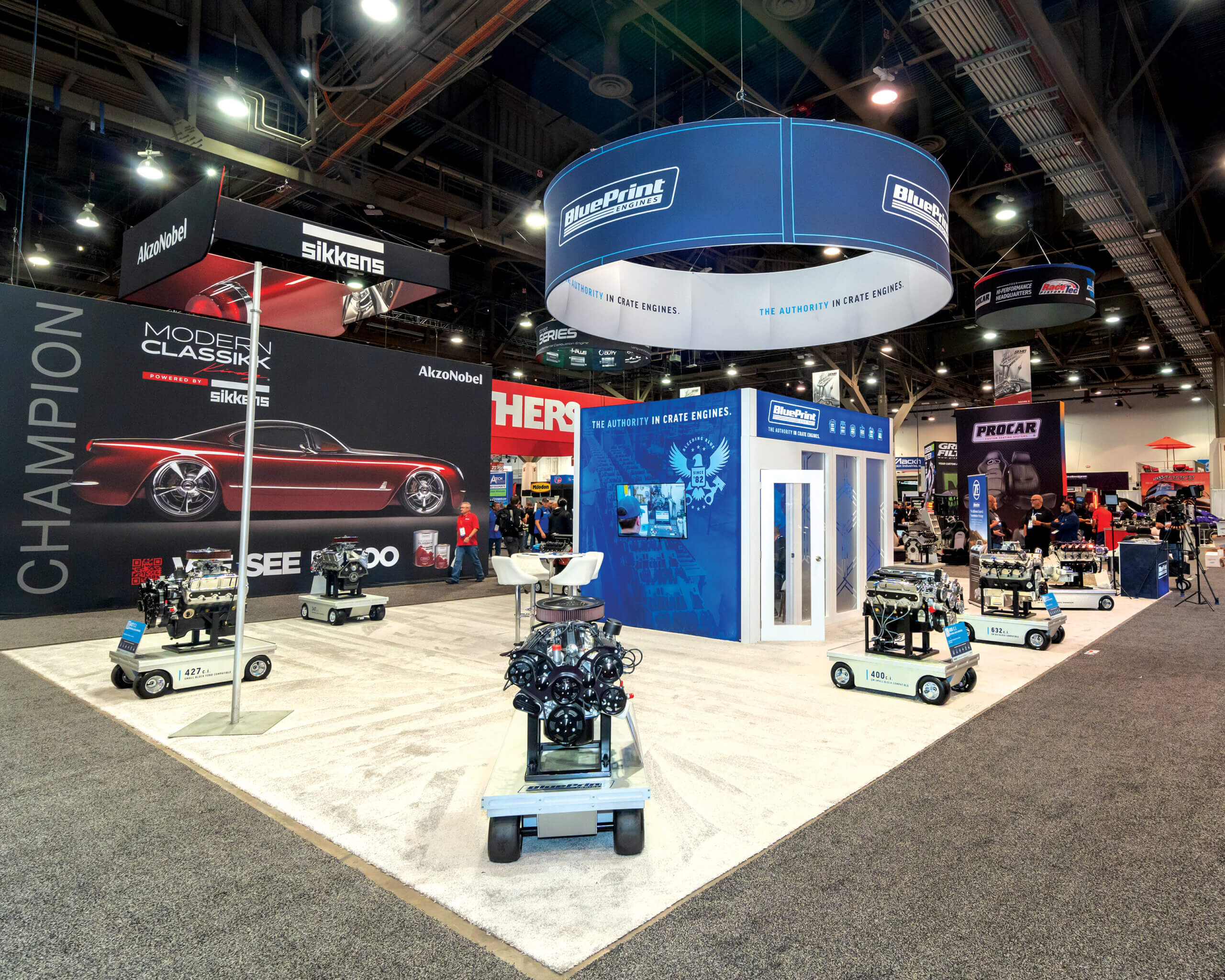 30x50 Booth Rental for Blueprint at SEMA Show, Designed and Built by Exponents in Las Vegas