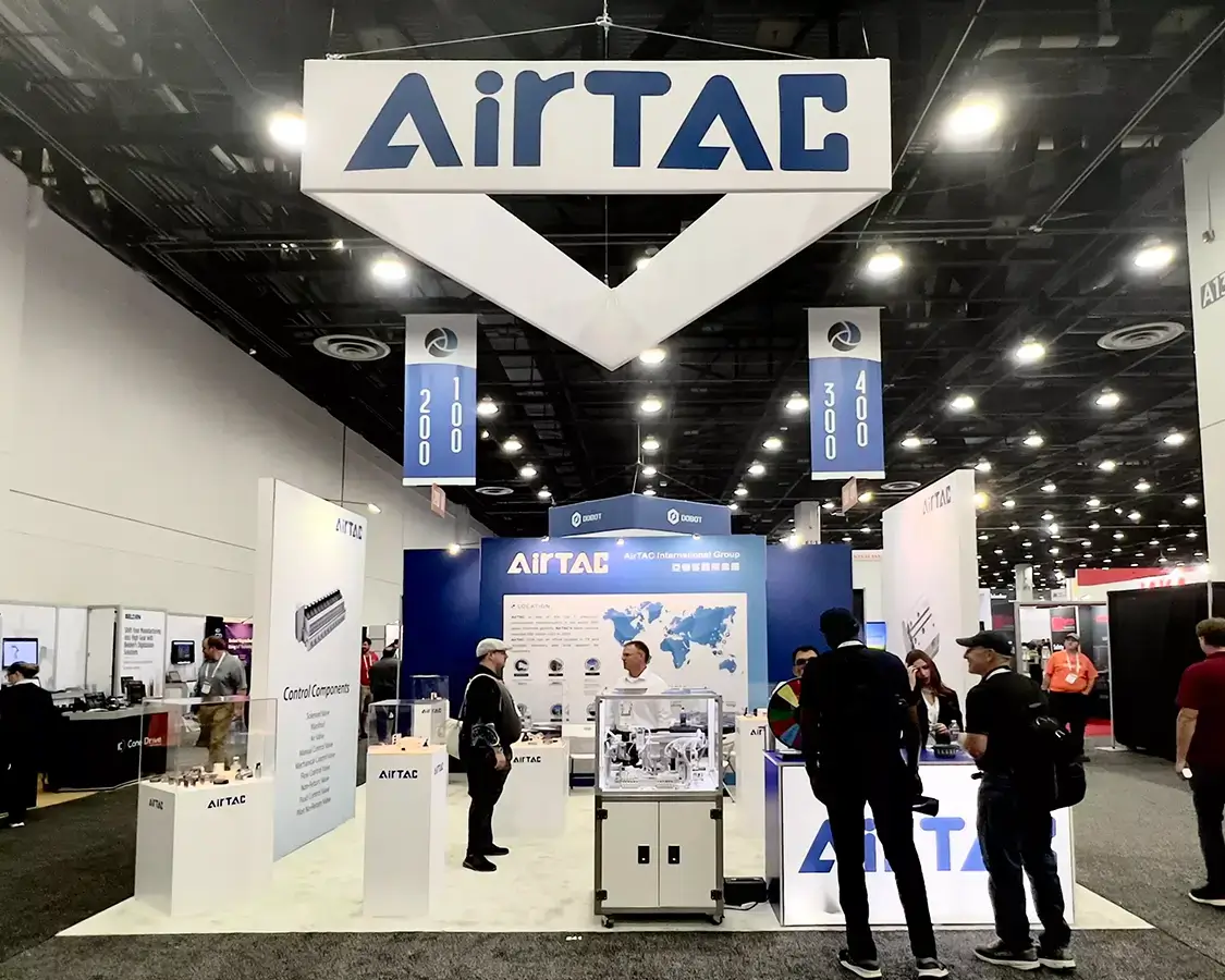 20×20 Trade Show Booth Rentals for Airtac At Automate Trade Show, Designed and Built By Exponents in Detroit