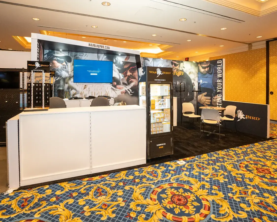 10x20 Trade Show Display Rental for Warbird at Shot Show, Designed and Built by Exponents in Las Vegas