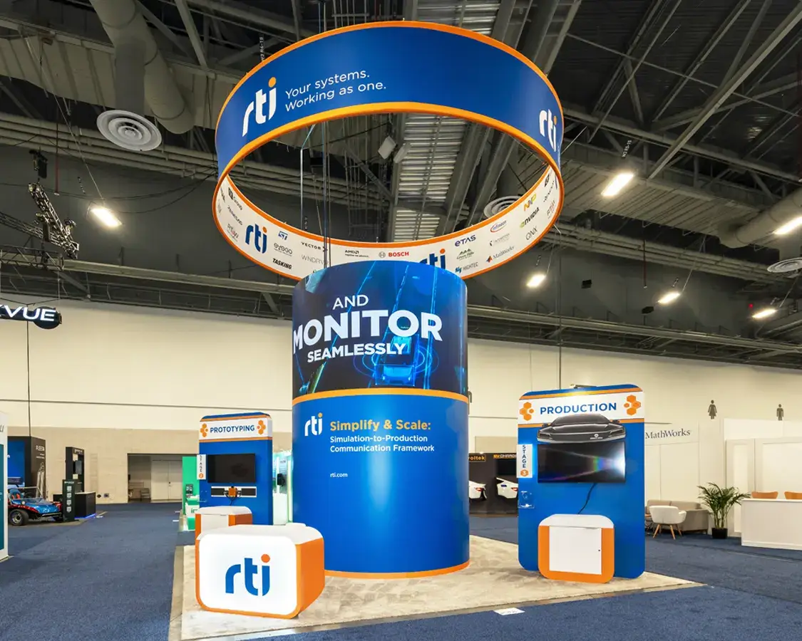 20x20 Trade Show Exhibit for Rti at CES, Designed and Built by Exponents in Las Vegas, NV