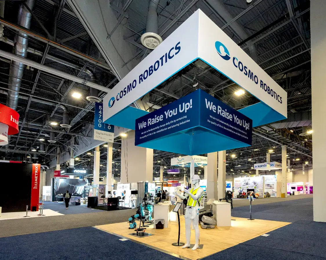 20x20 Exhibit Rental for Cosmo Robotics at CES Show, Designed and Built by Exponents in Las Vegas, NV