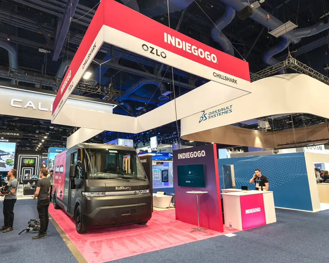20×30 Trade Show Exhibit Booth for Indiegogo At CES, Designed and Built By Exponents in Las Vegas