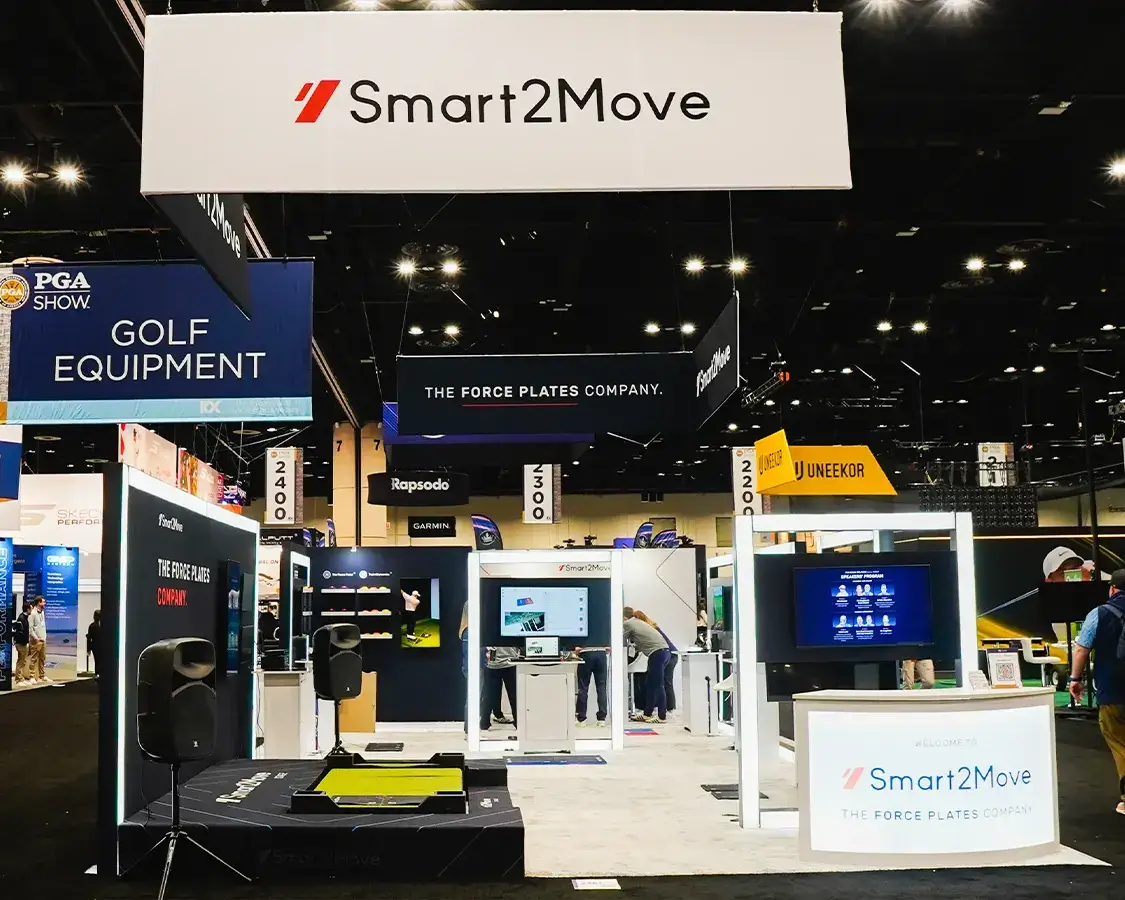 20×40 Exhibit Booth Rental for Smart2movw At PGA Show, Designed and Built By Exponents in Orlando