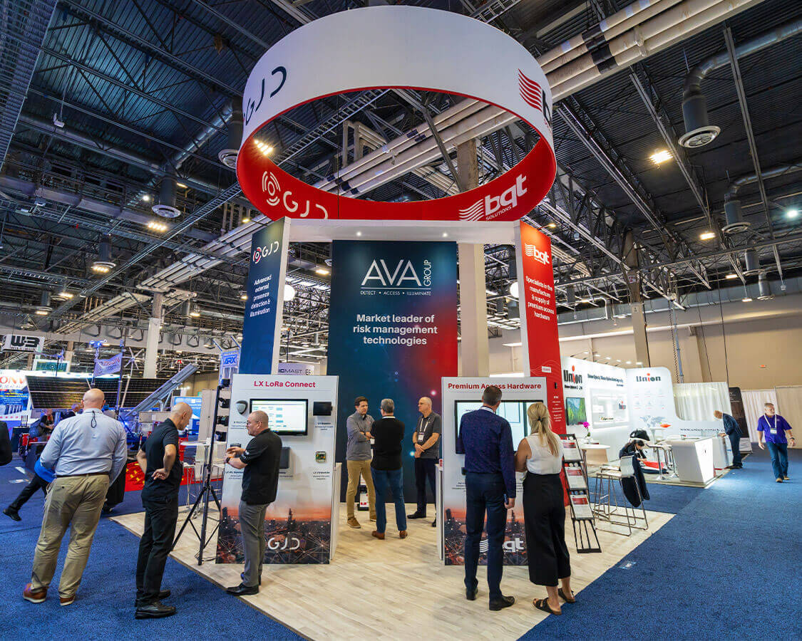 20×20 Trade Show Booth for AVA at ISC West Show, Designed and Built by Exponents in Las Vegas 20×20 Trade Show Booth for AVA at ISC West Show, Designed and Built by Exponents in Las Vegas