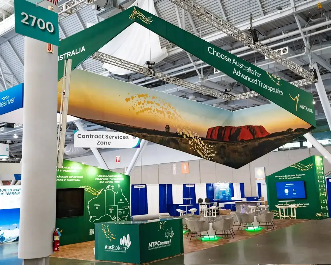 Aus Biotech - 20×50 Exhibit Booth Rentals AT Bio International, Boston, MA