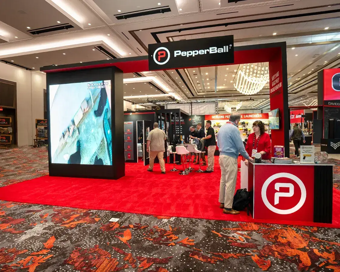 30×30 Booth Design for PapperBall At Shot Show, Designed and Built By Exponents in Las Vegas